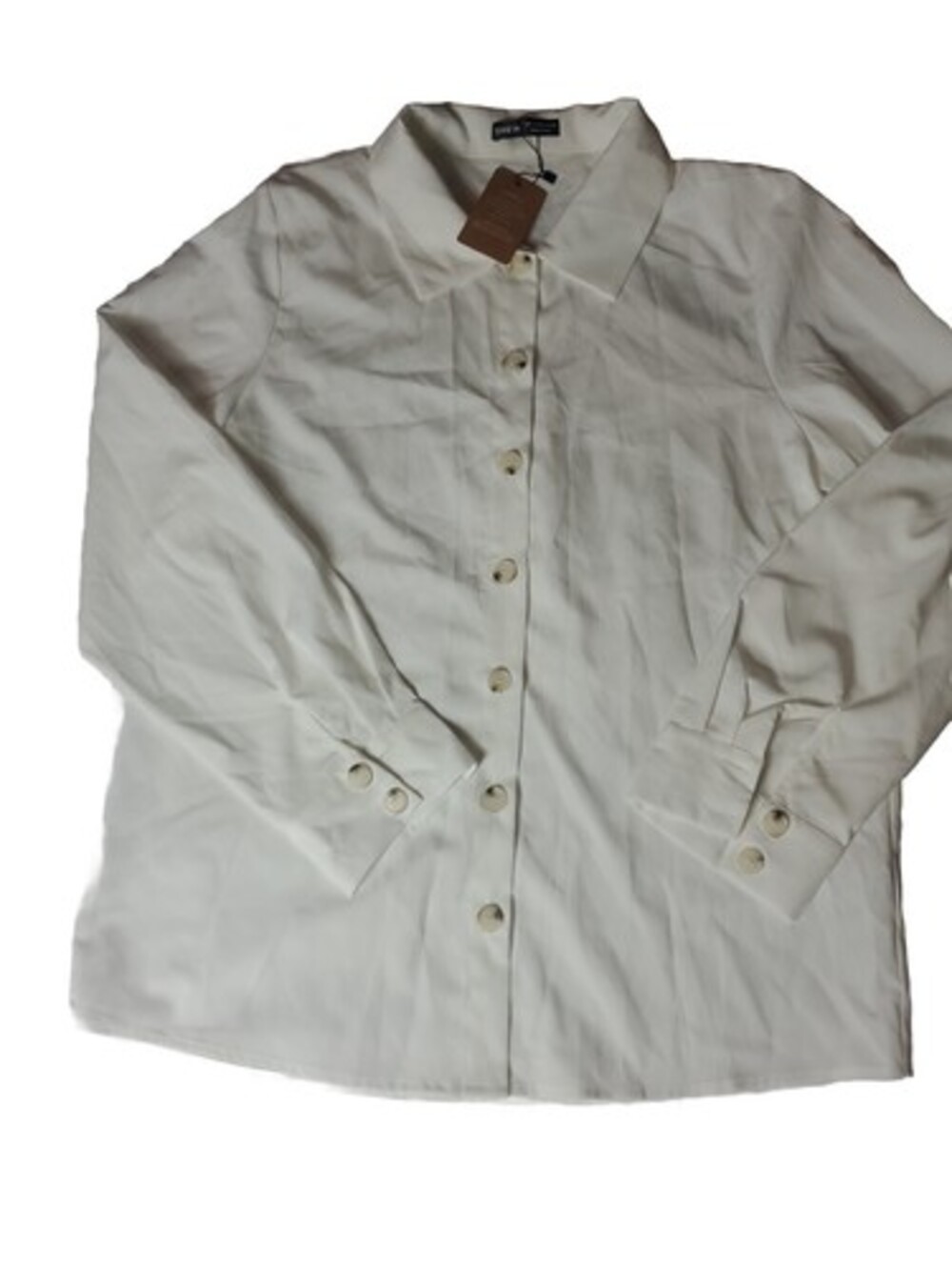 NWT WOMENS SZ Large SHEIN FRENCHY SHIRT Off White Button Up